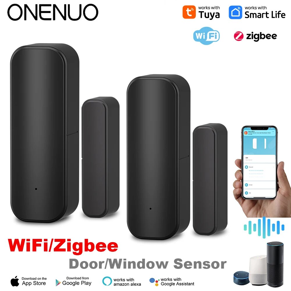 Wireless Door Sensor - Tuya-zigbeeドアおよびウィンドウセンサー,スマートホーム,ワイヤレス,オープンおよびクローズセンサー,アプリ,リモートアラーム,alexaおよびGoogleHomeで動作