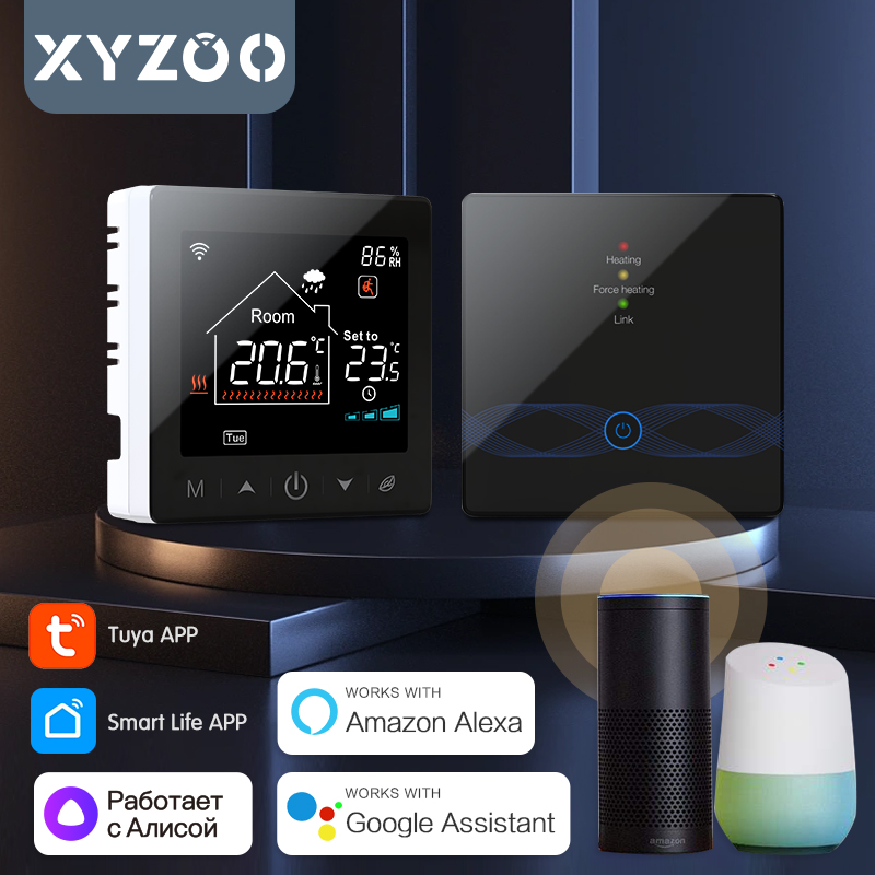 Smart Home Package - WiFi Tuya ワイヤレスサーモスタット ガスボイラー用 RF433 床暖房スマートホーム温度コントローラー&レシーバー