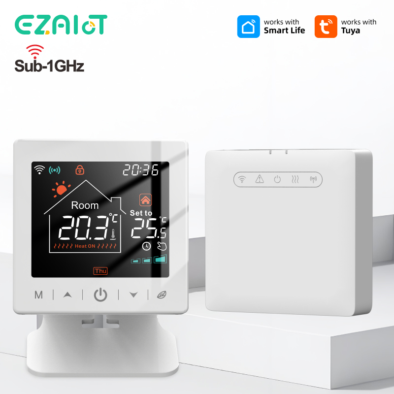 Smart Home Package - スマートホームWiFiサーモスタットTuya RFワイヤレスガスボイラー暖房プログラム可能な室温リモコン（Alexa、Google対応）