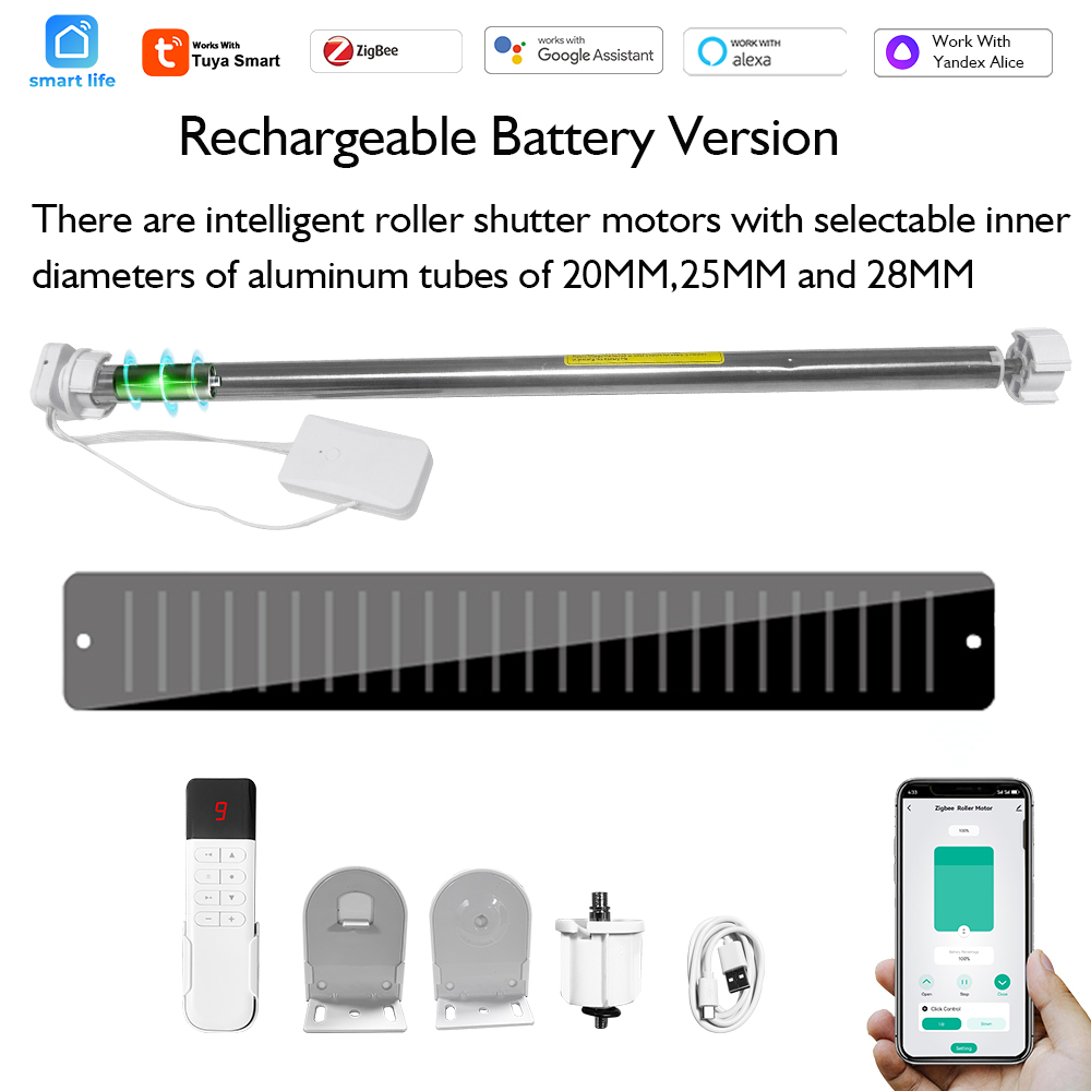 Smart Home Youtube - Tuya Zigbee バッテリーシャッターローラーブラインドモーター 20MM 25MM 28MM