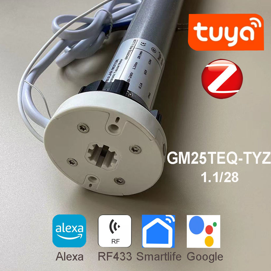 Smart Home Youtube - Tuya Zigbee GM25TEQ 1.1N スマートローリングブラインド管状モーター、RF433 コントロール、Alexa/Google
