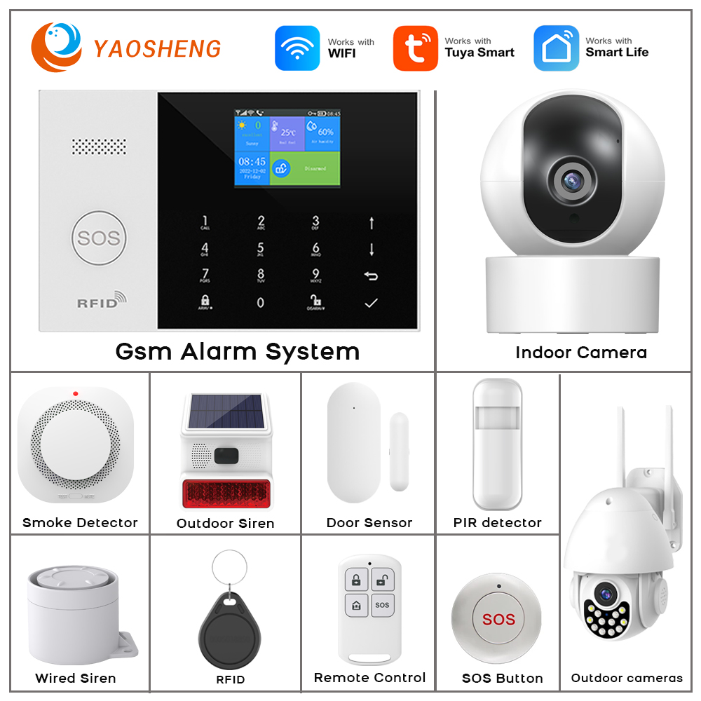 Smart Home Package - 4 グラム警報システムセキュリティホーム WIFI Alarme 住宅ワイヤレスホーム警報 Tuya