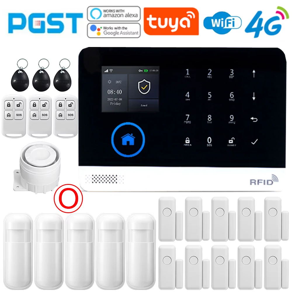 Smart Home Package - PGSTホームアラームシステム、WIFIセキュリティアラーム、ドアモーションセンサー付き盗難防止、コントロールデバイスとAlexaに対応