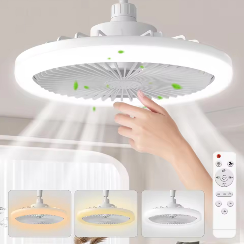 Smart Home Ventilation System - 回転式3in1シーリングファンライトE27 LEDコンバーターベーススマートリモコン寝室ファンランプ学習キッチン家の装飾