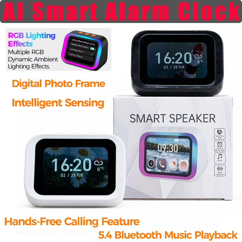 Smart Home Display - AI Bluetoothスピーカー 5.4 AI音声アシスタント HDタッチスクリーンディスプレイ 電子アルバム