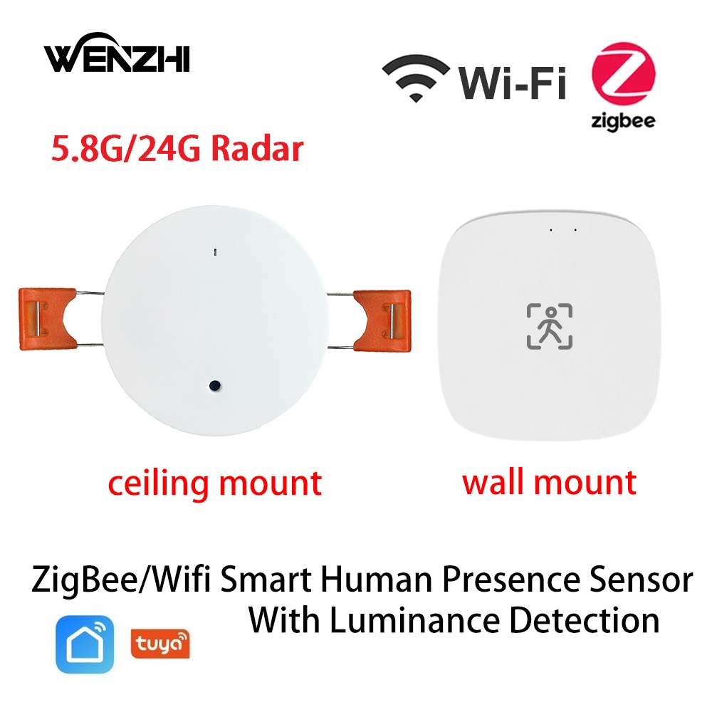 Smart Home Retrofit - ZigBee Wifi MmWave 人間存在モーションセンサー輝度/距離検出 5/110/220V Tuya