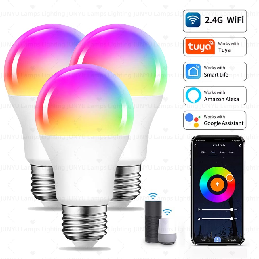 Smart Home Youtube - スマート調光RGB LED電球 E27 WiFi Bluetooth Alexa