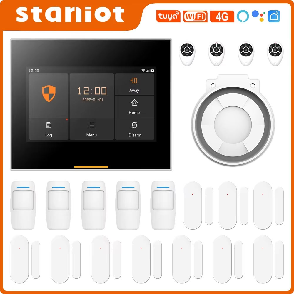 Smart Home Package - Staniot 433MHz ワイヤレス Wifi 4G スマートホームセキュリティアラームシステムキット、ガレージおよび住宅用、Tuya