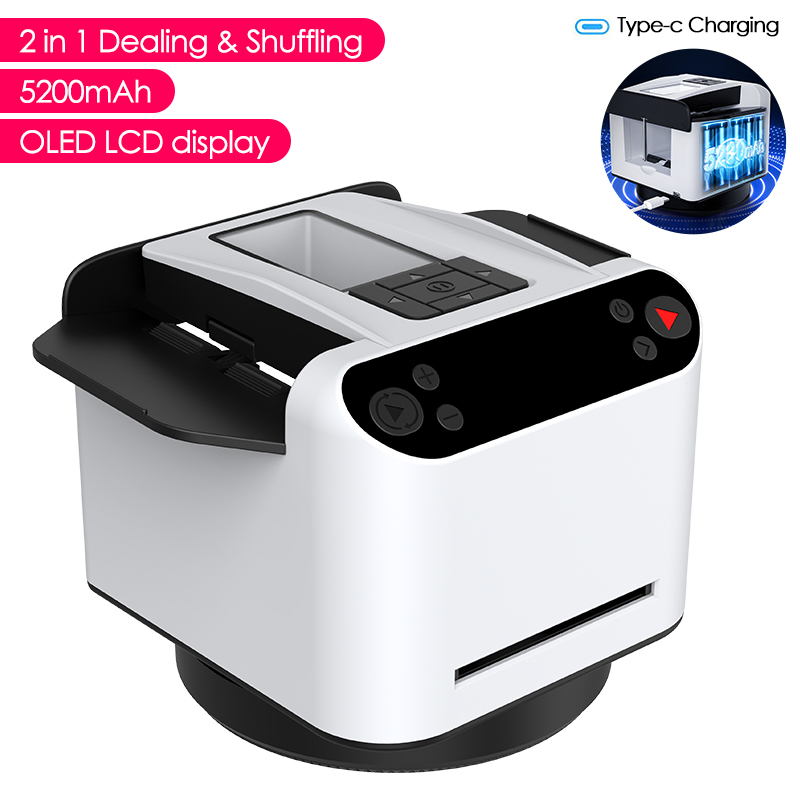Smart Home Gadgets - 5200mAh充電式2-in-1自動カードディーリングシャッフルマシン スマート360 ° 回転カードディストリビューター電動ポーカーツール