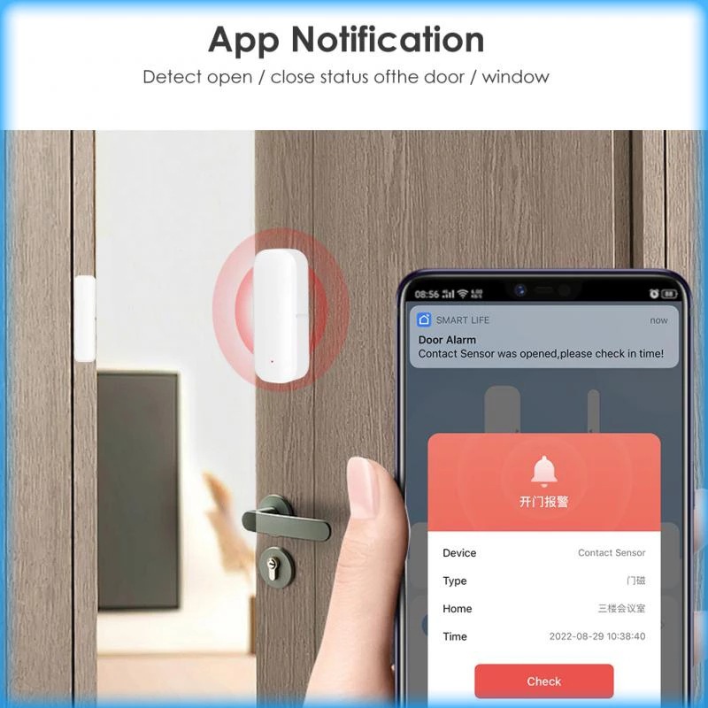 Tuya Wi-Fi スマートドアおよび窓センサー 磁気スイ - Wireless Door Sensor のレビューと価格