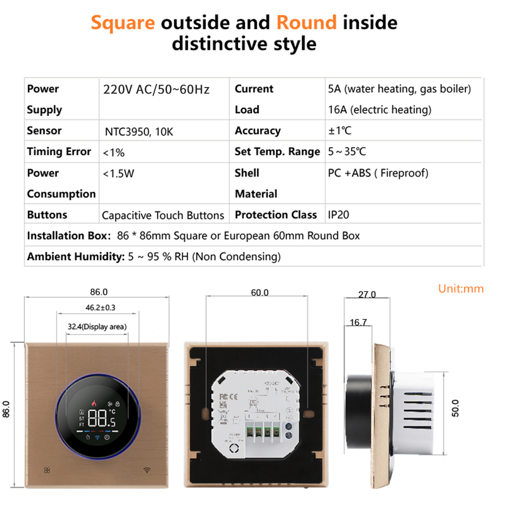 Tuya-インテリジェントwifiサーモスタットノブ,床暖房 - Smart Home Package のレビューと価格