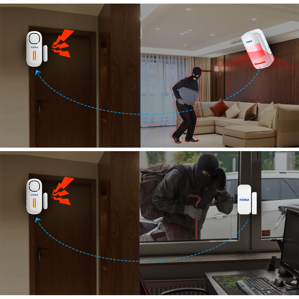 Kerui-独立したワイヤレス磁気ドアセキュリティアラームシ - Wireless Door Sensor のレビューと価格