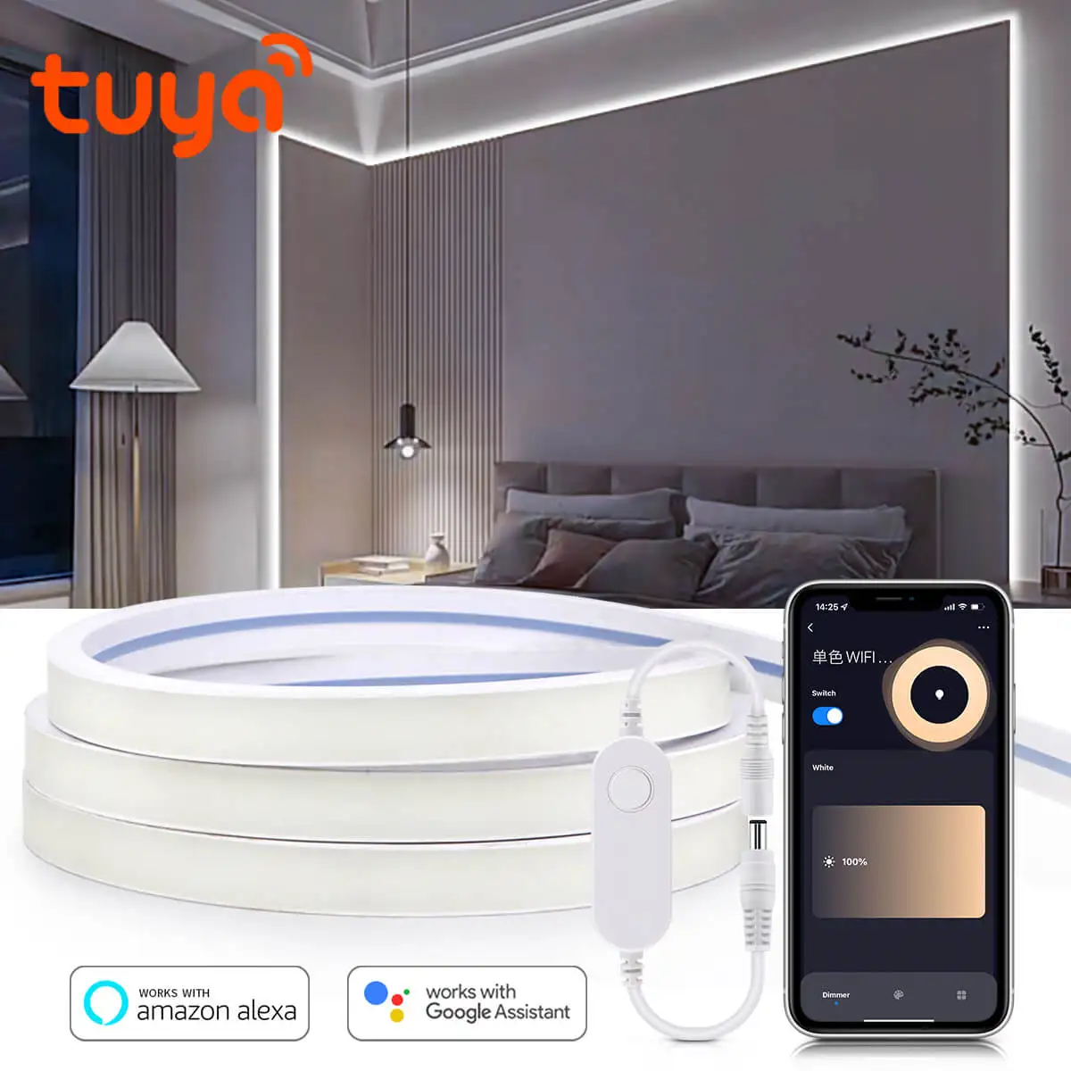 Tuya WiFiスマートCOBネオンLEDストリップ、純シ - Smart Home Youtube のレビューと価格