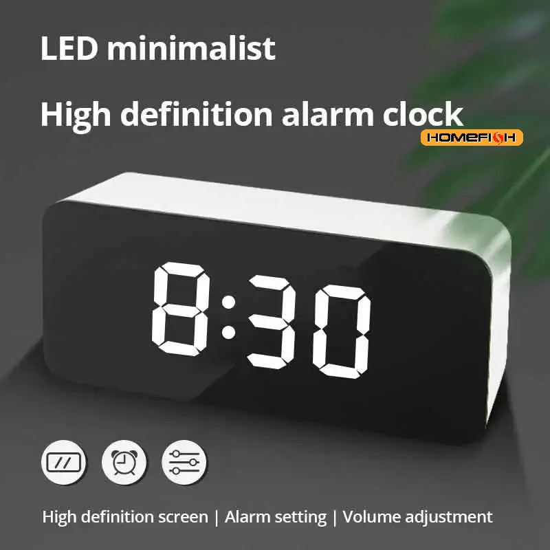 1Pc ホワイト LED ミラーテーブルクロックスヌーズ表示 - Smart Home Retrofit のレビューと価格