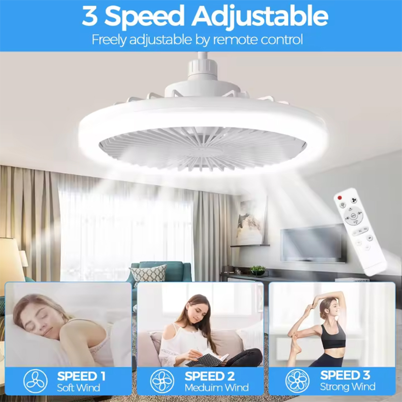 回転式3in1シーリングファンライトE27 LEDコンバータ - Smart Home Ventilation System のレビューと価格
