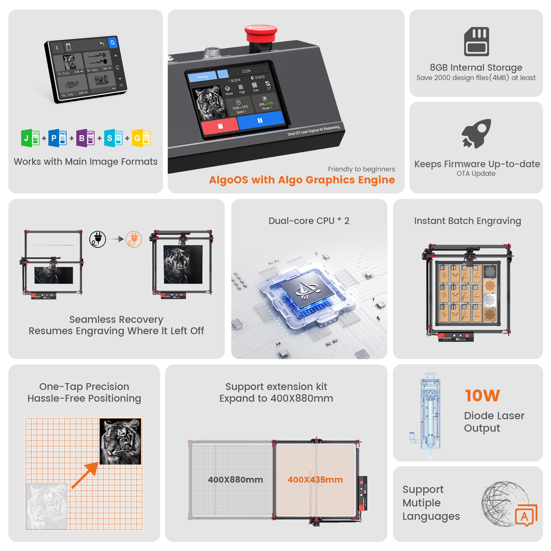 Algoos-スマートハイパワーレーザー彫刻機,DIYキット - Smart Home Gadgets のレビューと価格