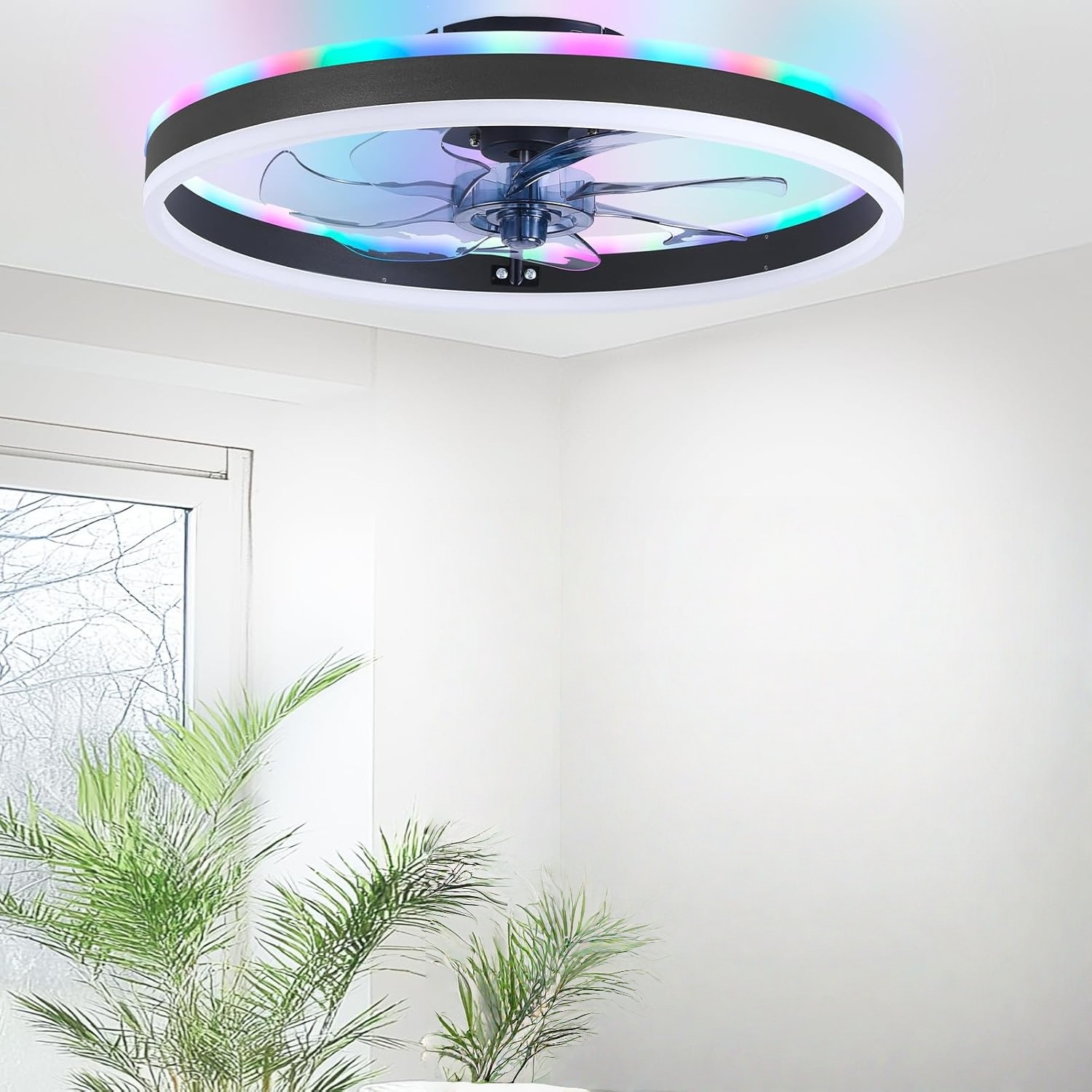 RGBスマートシーリングファンライト 6段階風量調節 + 星 - Smart Home Ventilation System のレビューと価格