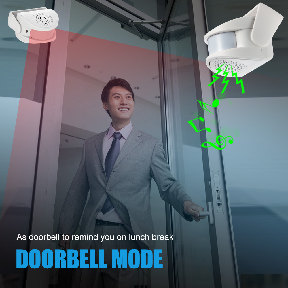 32 曲歓迎赤外線チャイムドアベルワイヤレス調節可能なボリュ - Wireless Door Sensor のレビューと価格